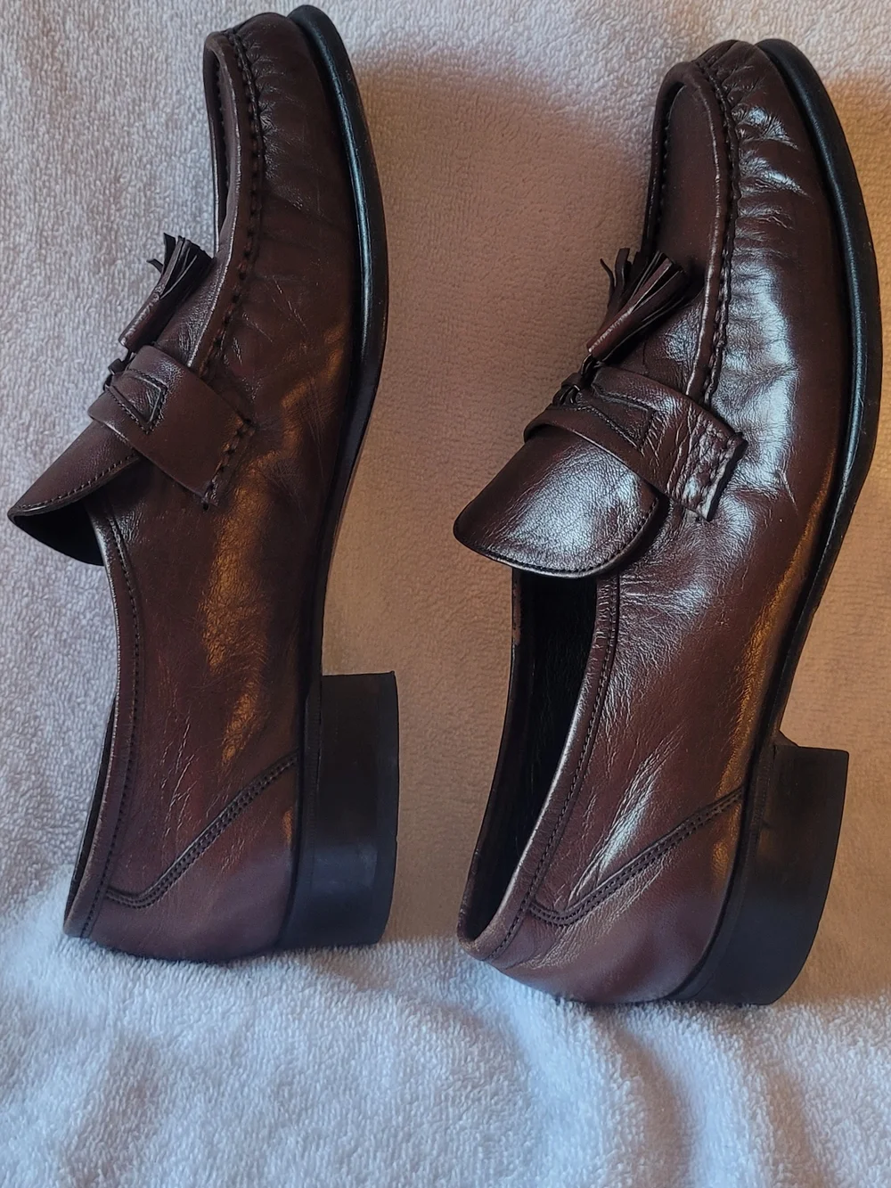 Vintage Florsheim Men's Brown Leather Tassel Loafers Slip-On 8D Excellent